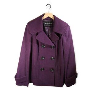 ANTONIO Melani Purple A-Line Double Breasted Wool Pea Coat Size 10